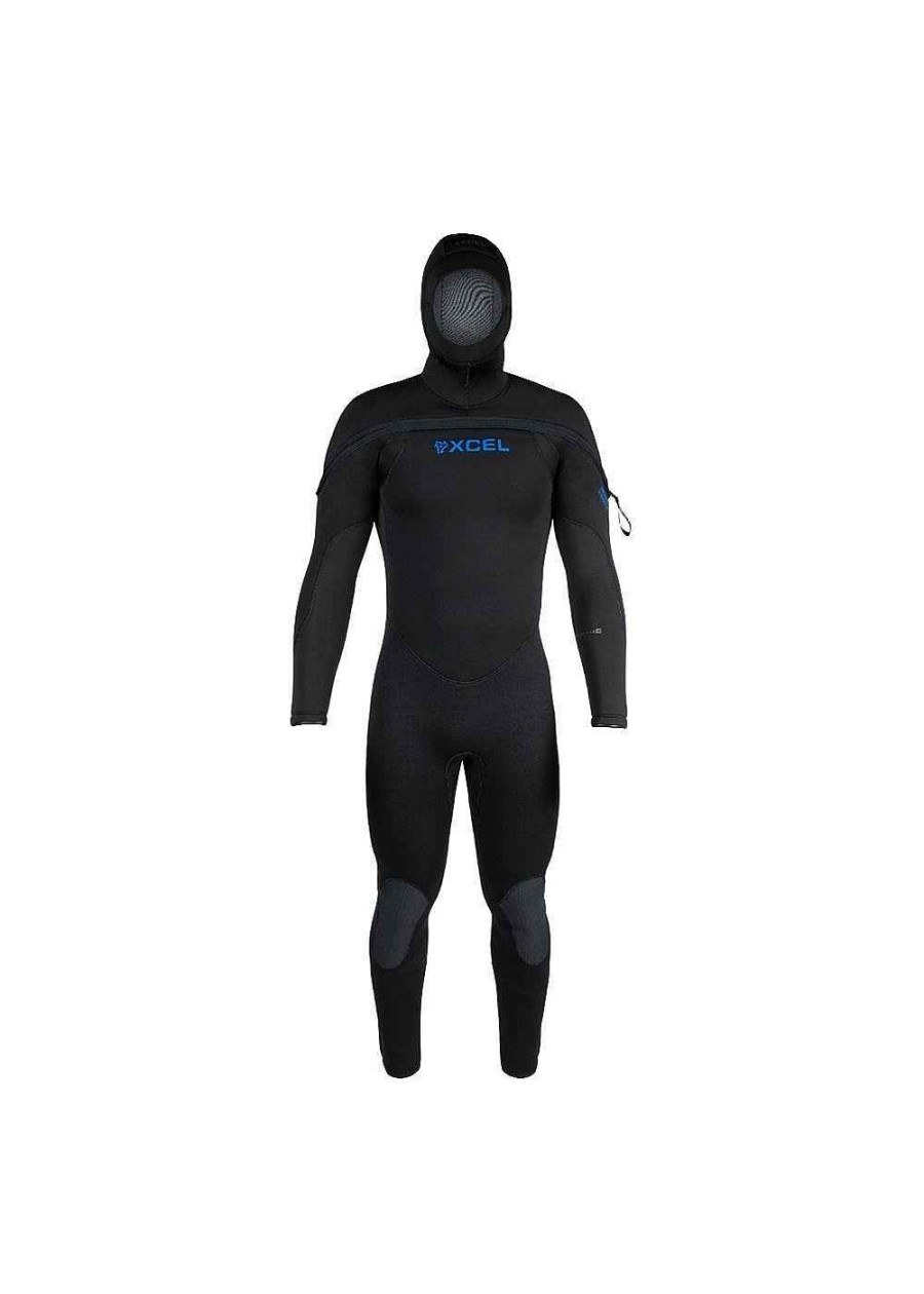 Herren Xcel Herren-Tauchgang | Herren Hydroflex Hooded Dive Fullsuit 8/7/6/5 Mm Schwarz