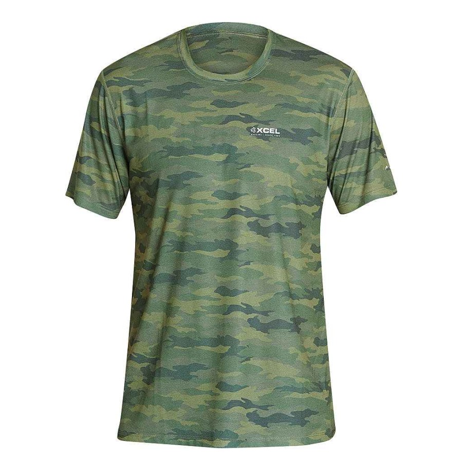 Herren Xcel | Threadx Hawaiian Camo Kurzarm-Uv-Oberteil Fur Herren Grune Tarnung