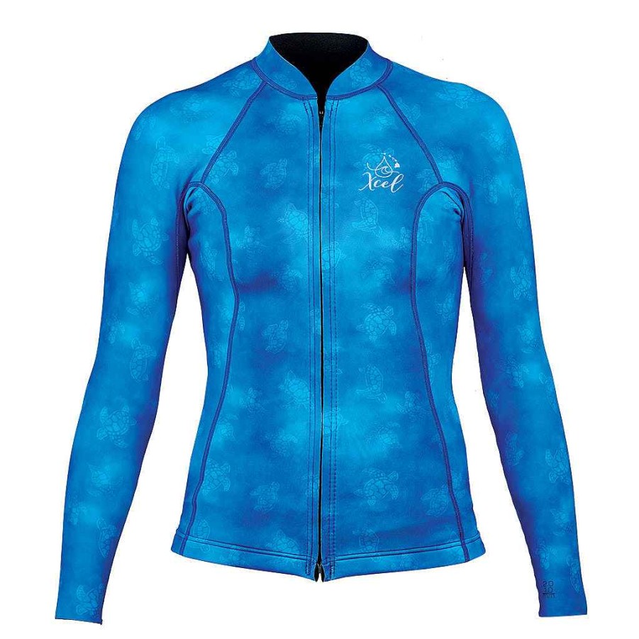 Damen Xcel Damen Achse X + Achse | Damen Ocean Ramsey Water Inspired Axis Langarm-Frontreisverschlussjacke 2/1 Mm Honu-Druck