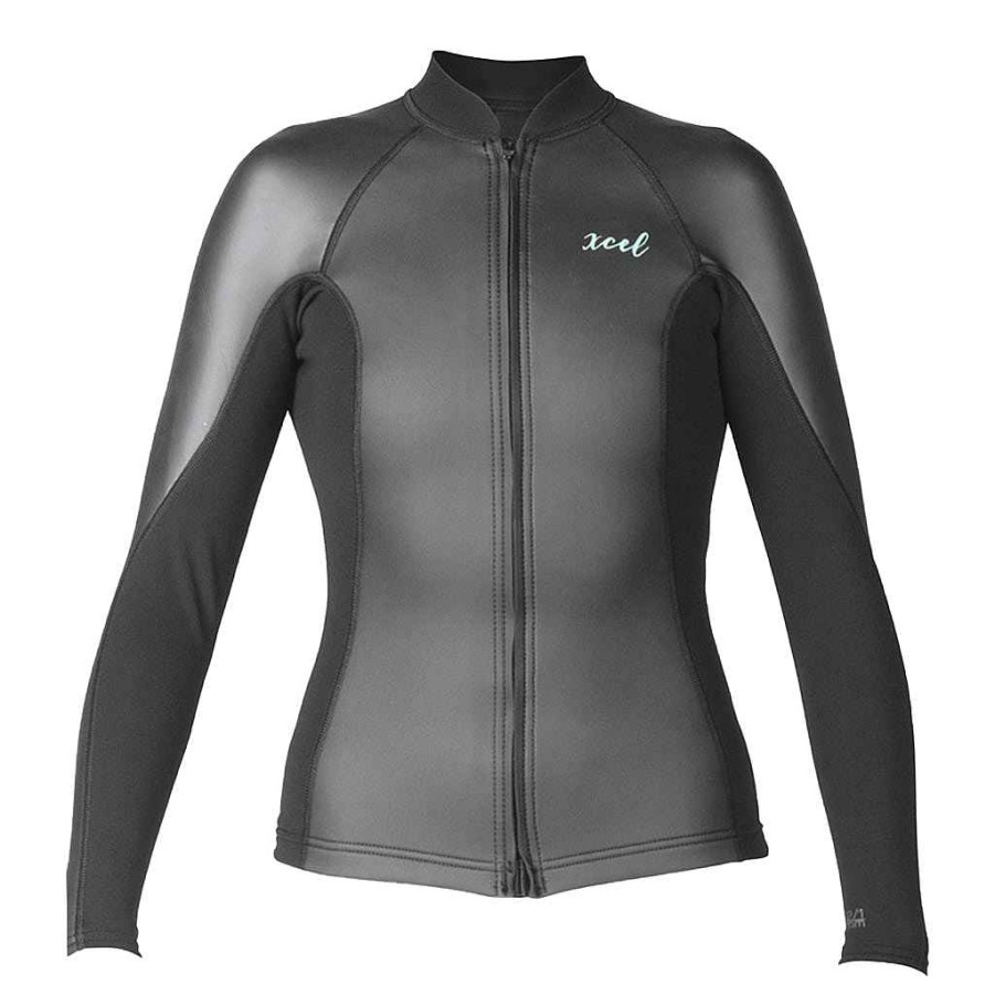 Damen Xcel Damen Achse X + Achse | Damen Axis Smoothskin Langarm-Frontreisverschlussjacke 2/1 Mm Schwarz