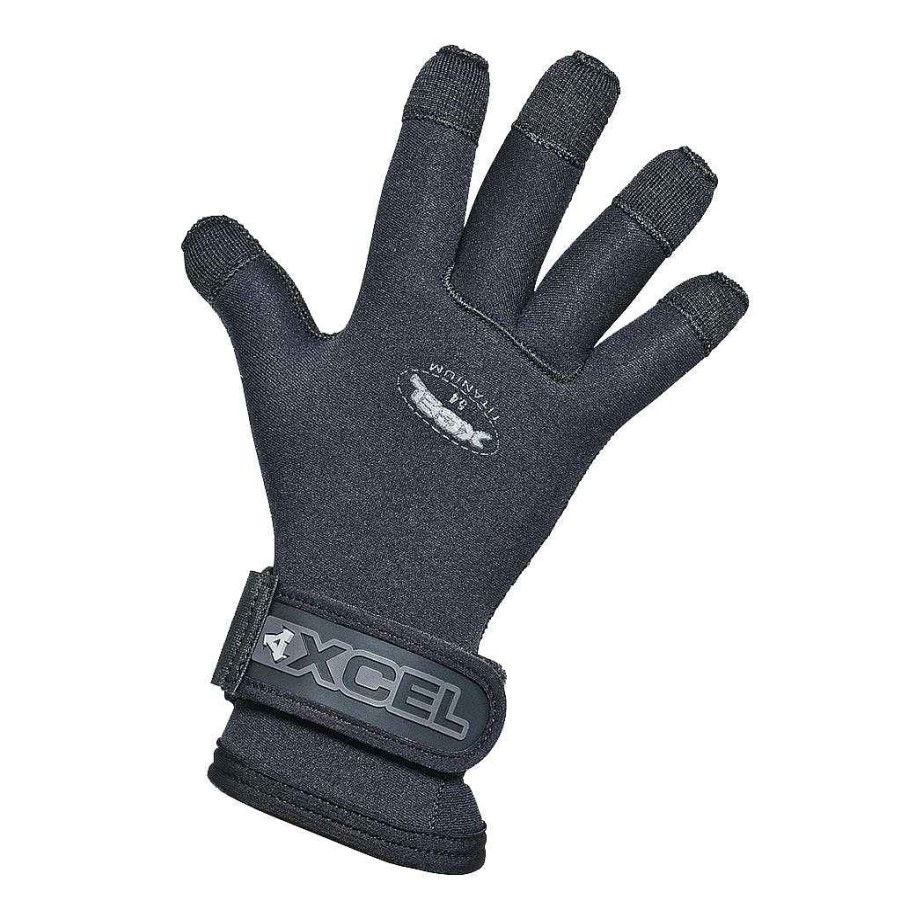 Herren Xcel Herren-Tauchgang | Titan-Funf-Finger-Tauchhandschuh Fur Herren, 5/4 Mm Schwarz