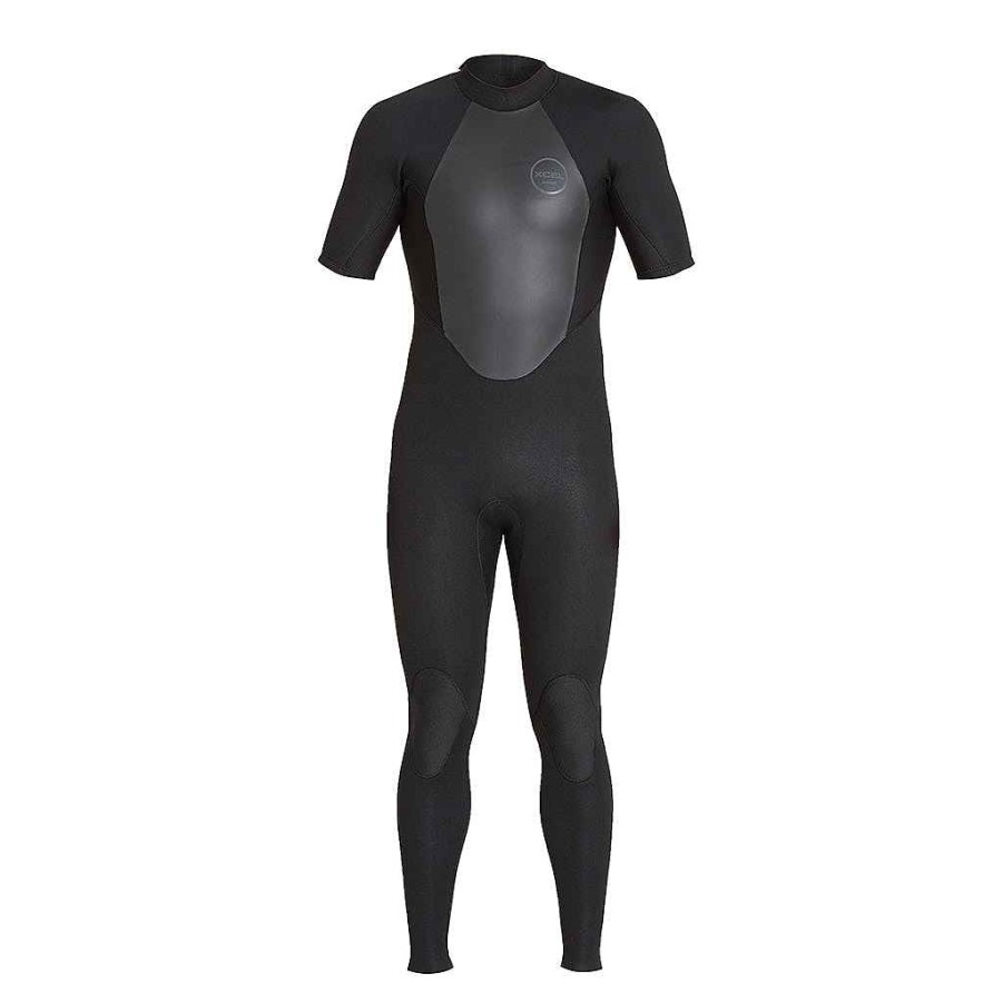 Herren Xcel Herren Achse X + Achse | Herren Axis Short Sleeve Back Zip Full Wetsuit 2Mm Schwarz