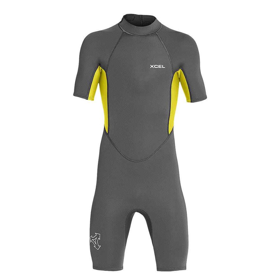 Jugend Xcel | Jugend-Achsen-Kurzarm-Springsuit 2 Mm Graphit/Lemonale