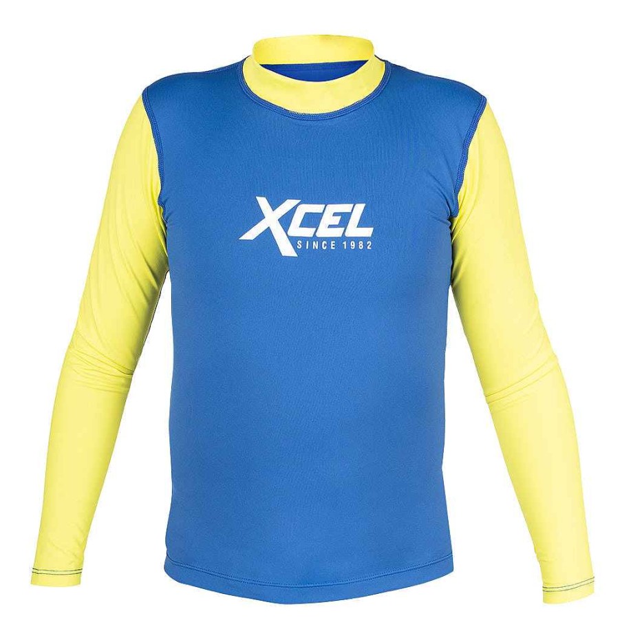 Jugend Xcel | Jugend-Premium-Stretch-Farbblock-Langarm-Uv-Top Mit Performance-Passform Saphir/Gelb