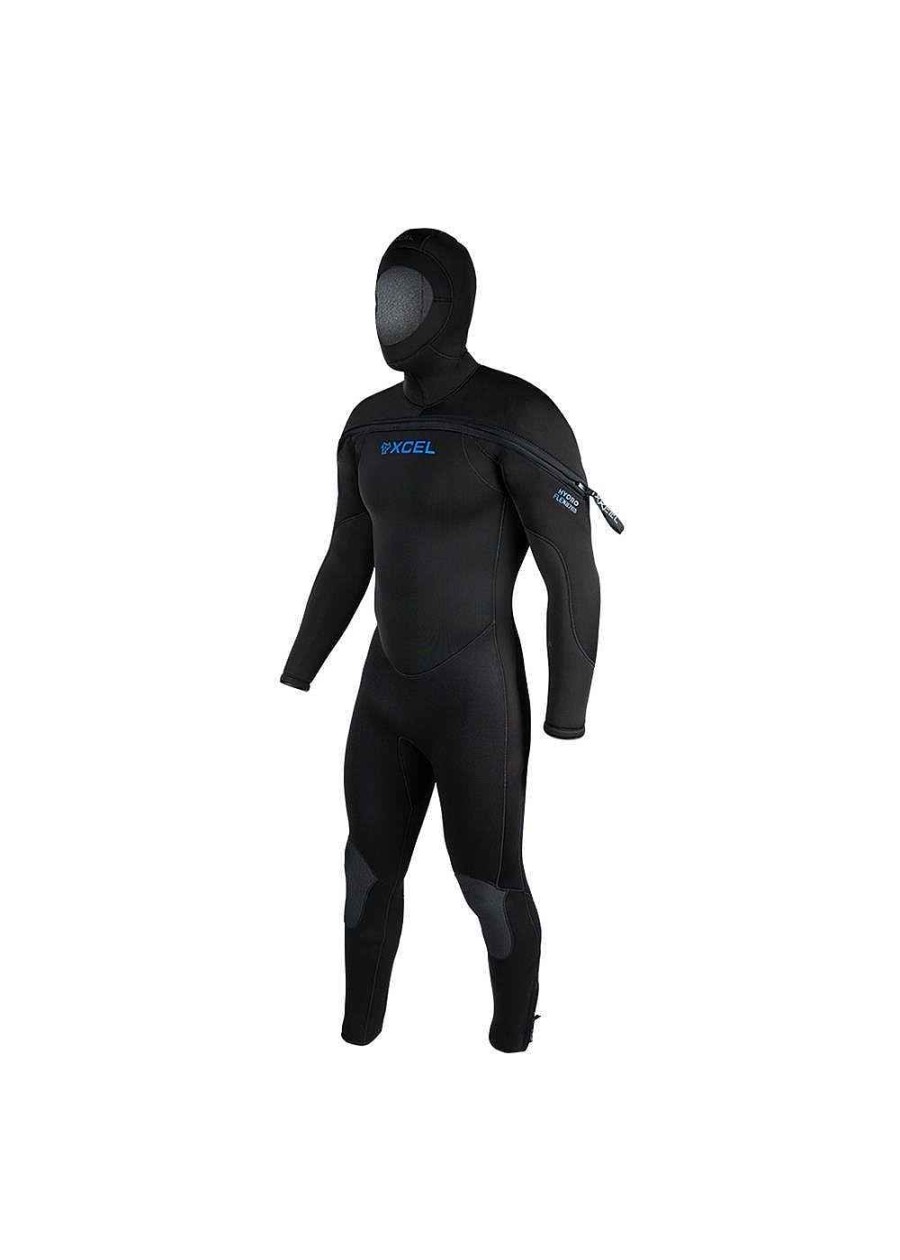 Herren Xcel Herren-Tauchgang | Herren Hydroflex Hooded Dive Fullsuit 8/7/6/5 Mm Schwarz